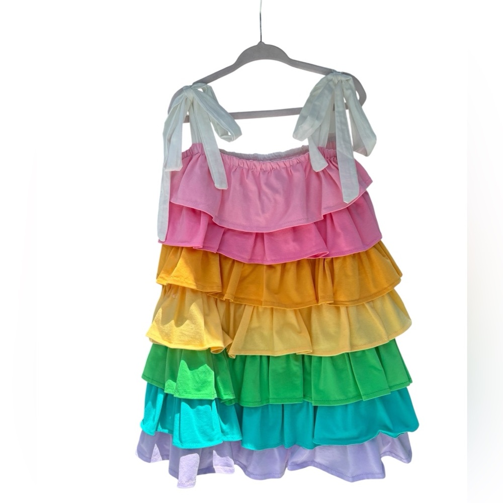 Lola + The Boys Rainbow Ruffle Dress - Picture 2 of 6